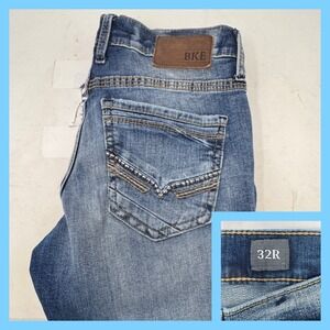 BKE Denim Jake Bootleg Jeans Men's 32Rx31 Distressed Blue Boot Cut‎
